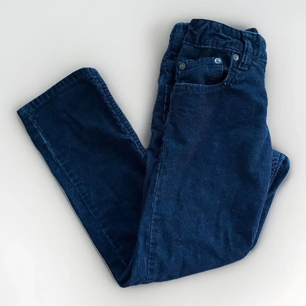 Gap Kids Blue Corduroy Pants Size 7 Straight Fit Holiday Christmas Church School